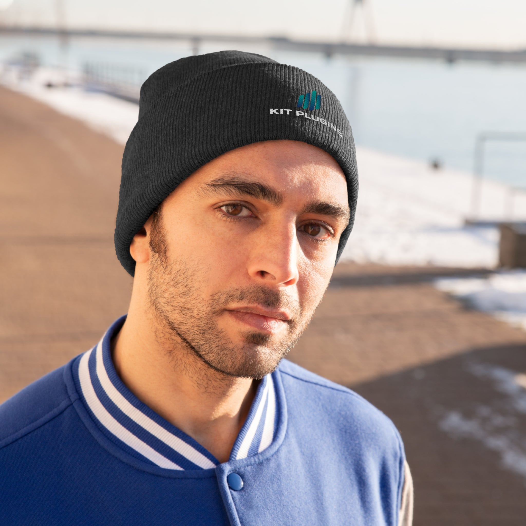Embroidered Logo Knit Beanie